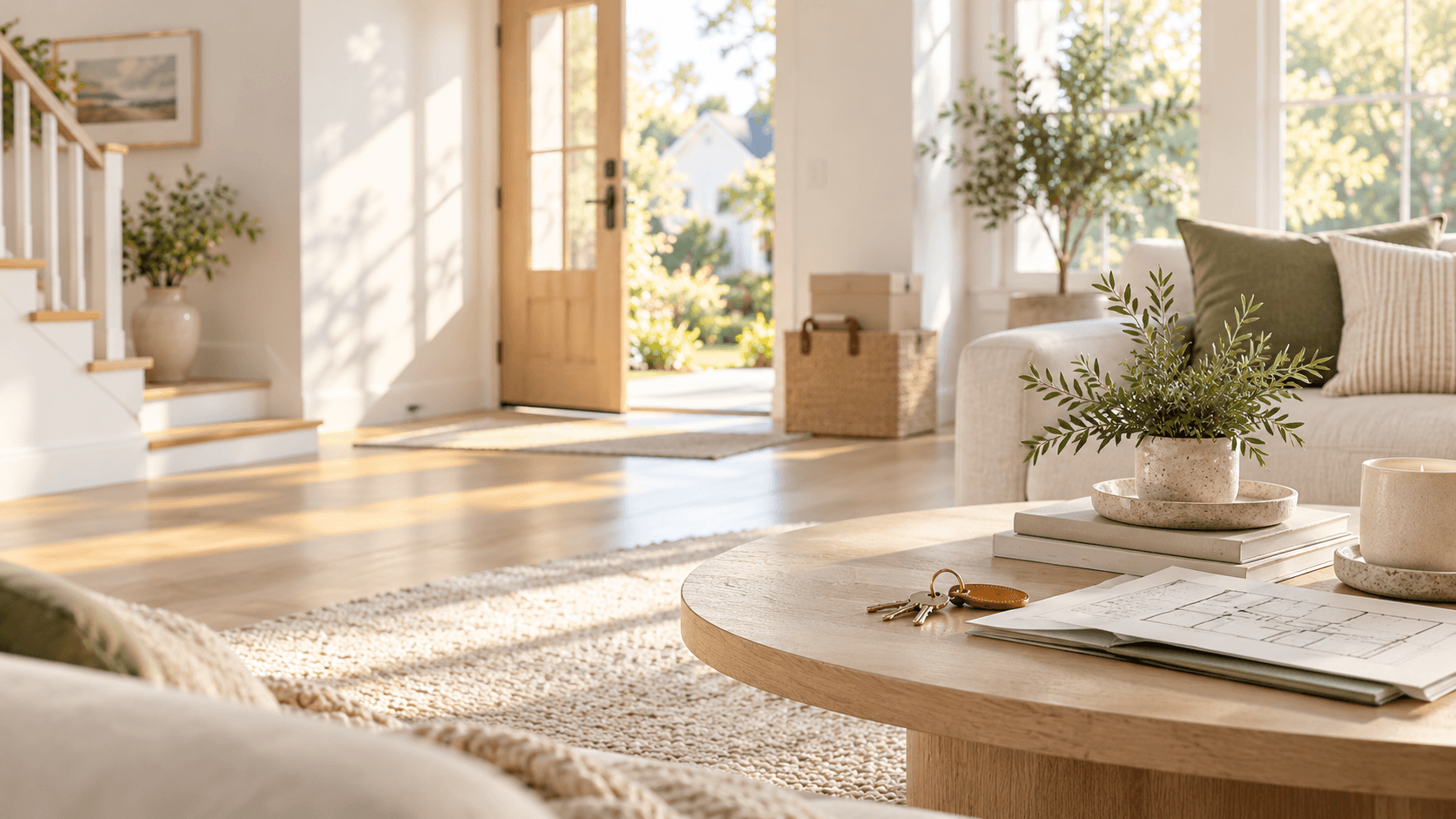 Bright home interior representing the transition between selling one home and buying another