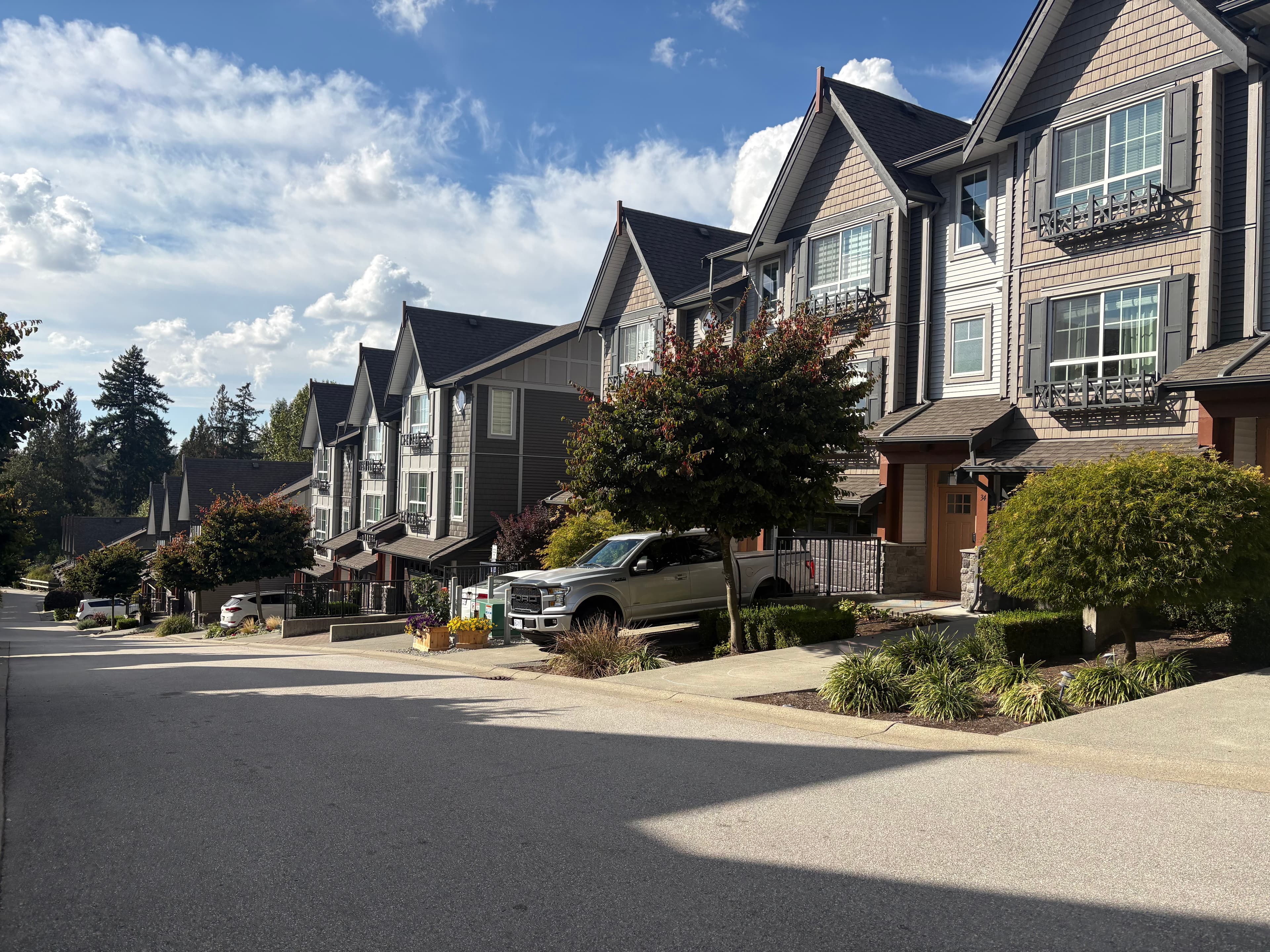 Townhomes in a residential neighbourhood in Maple Ridge, BC