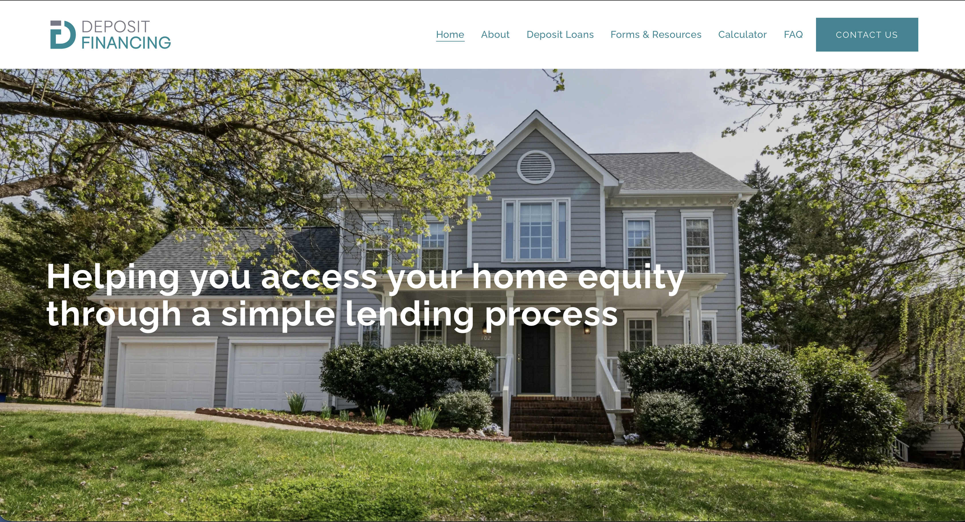 Preview of the Deposit Financing website
