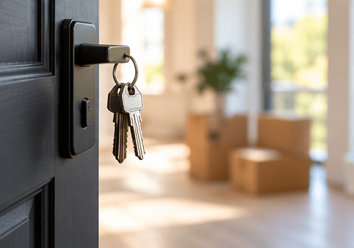 Keys in a new home's doorway