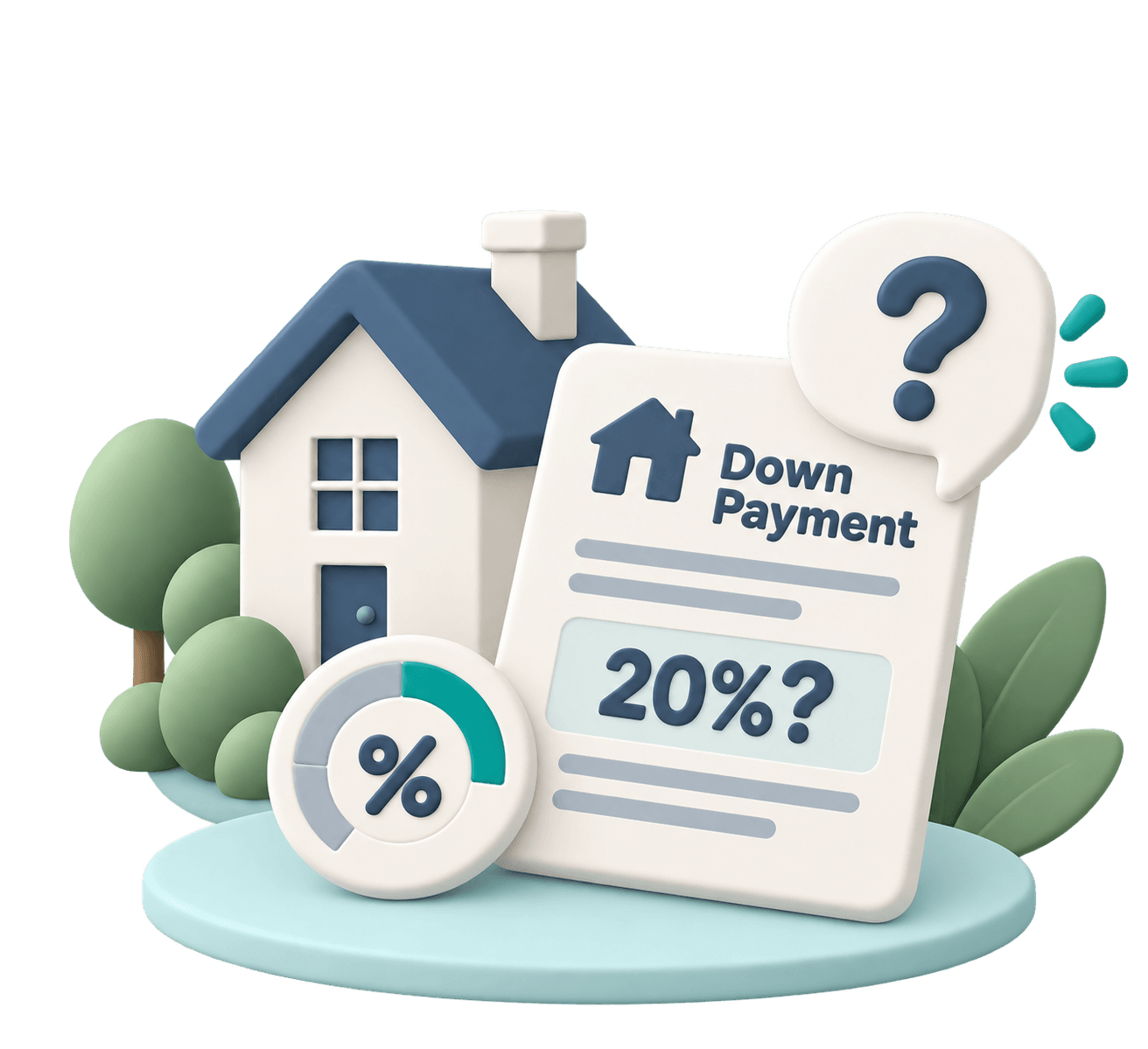 House and down payment illustration asking whether 20 percent is required