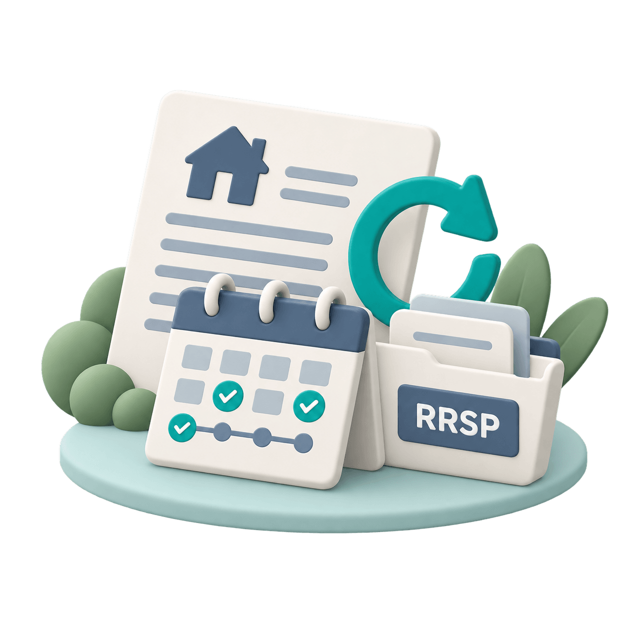RRSP folder, repayment calendar, and circular repayment arrow