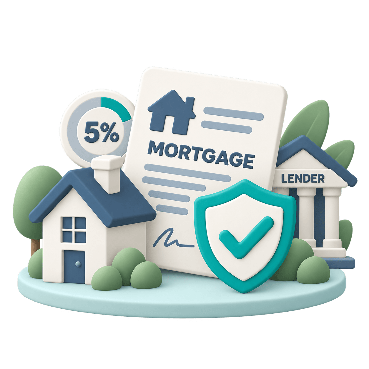 House, mortgage document, lender, and mortgage insurance shield