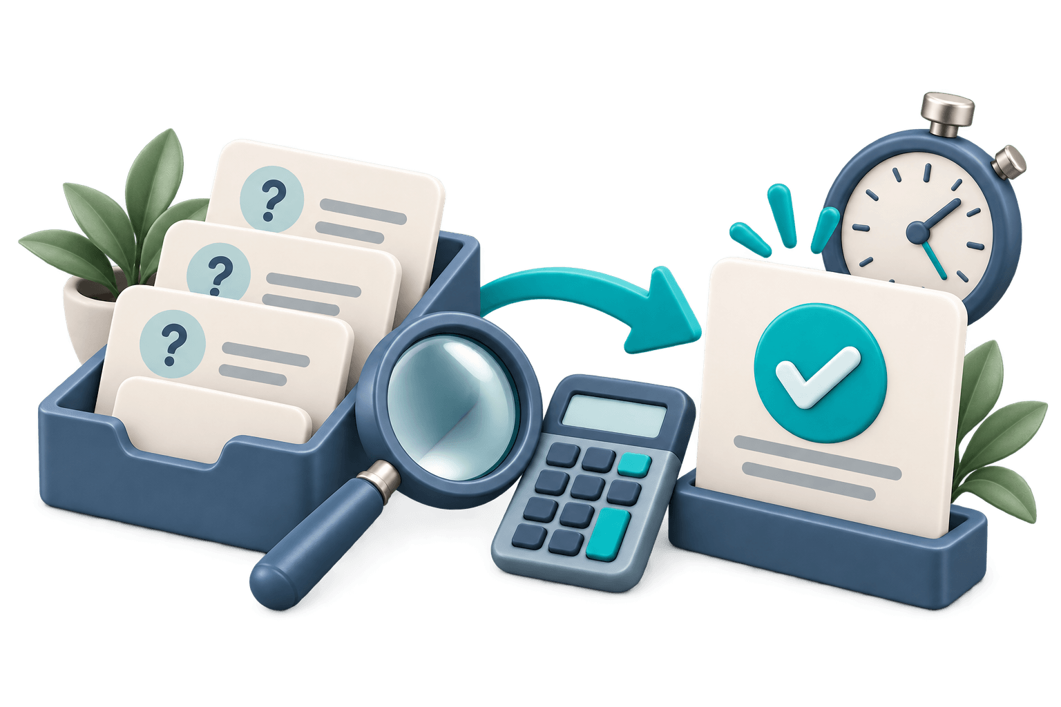 Illustration showing mortgage questions being sorted into clear answers