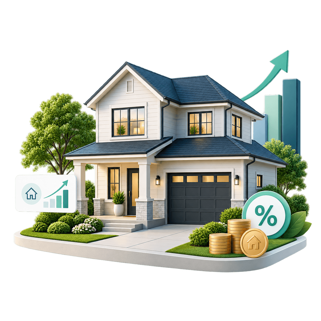 Illustration of a home representing growing home equity