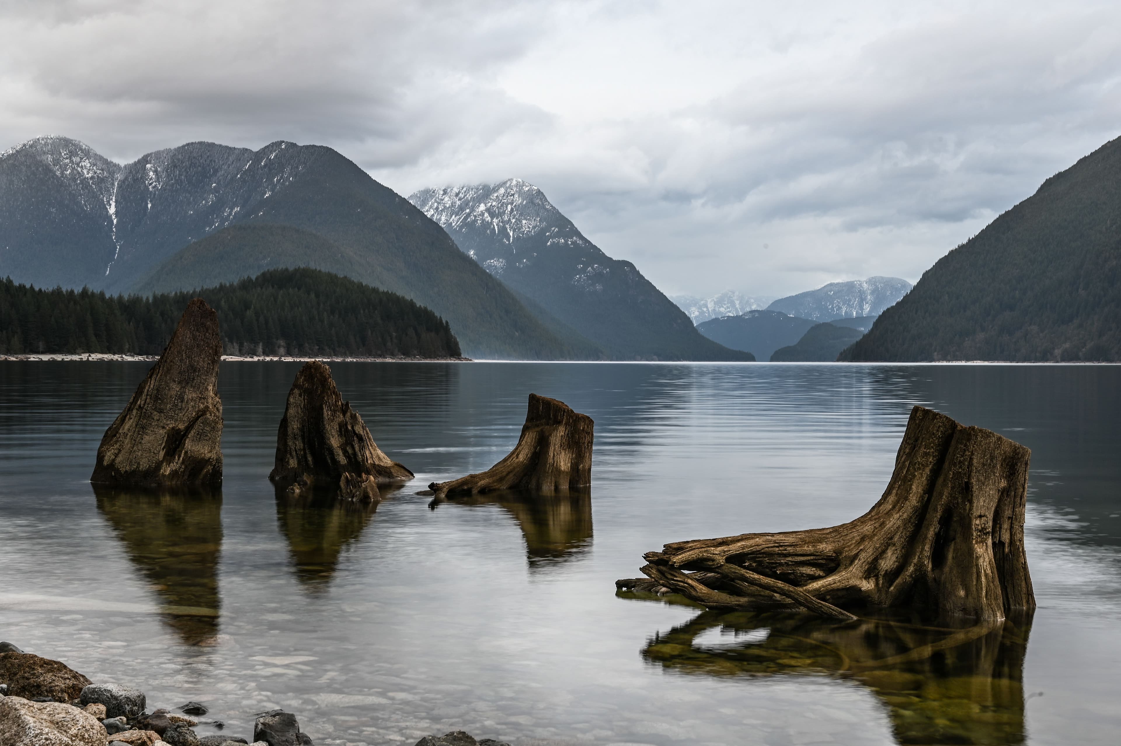 Mountain and lake scenery near Maple Ridge, British Columbia.