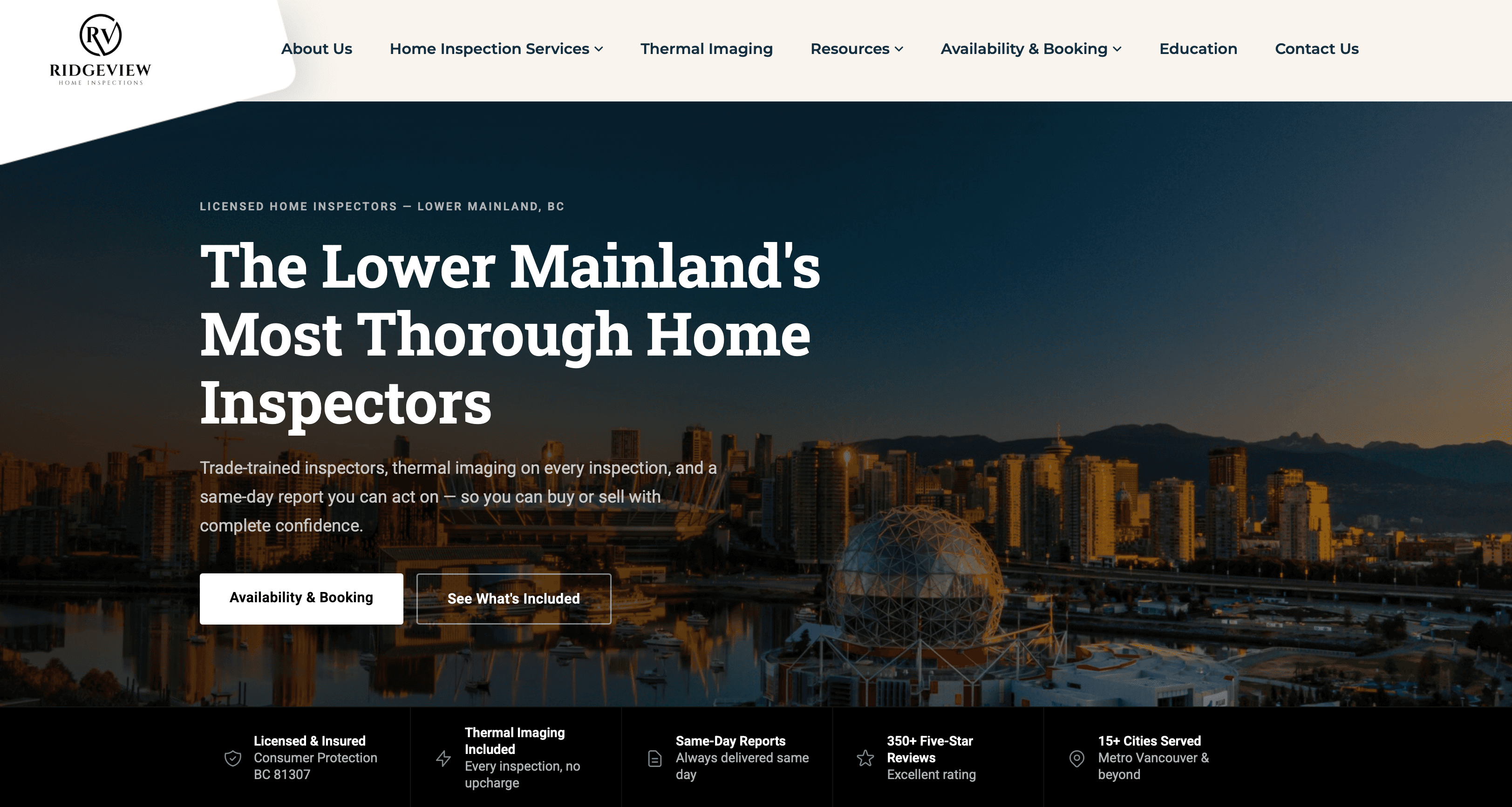 Preview of the Ridgeview Home Inspections website