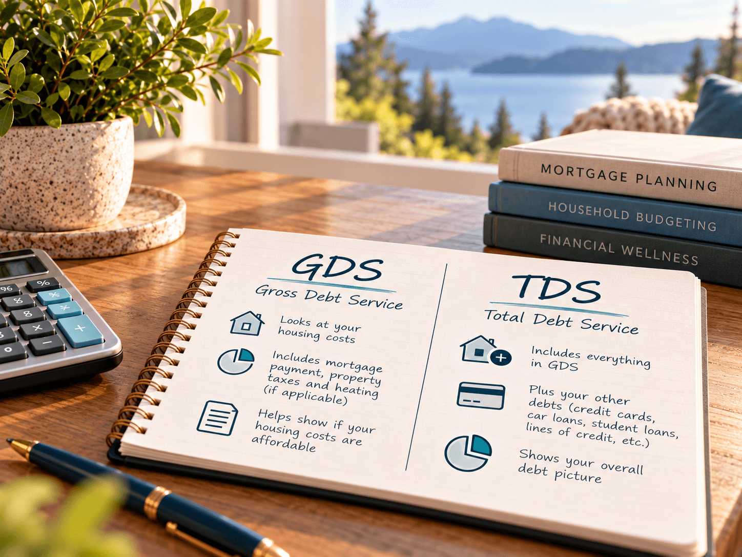 Mortgage planning notebook explaining GDS and TDS debt service ratios