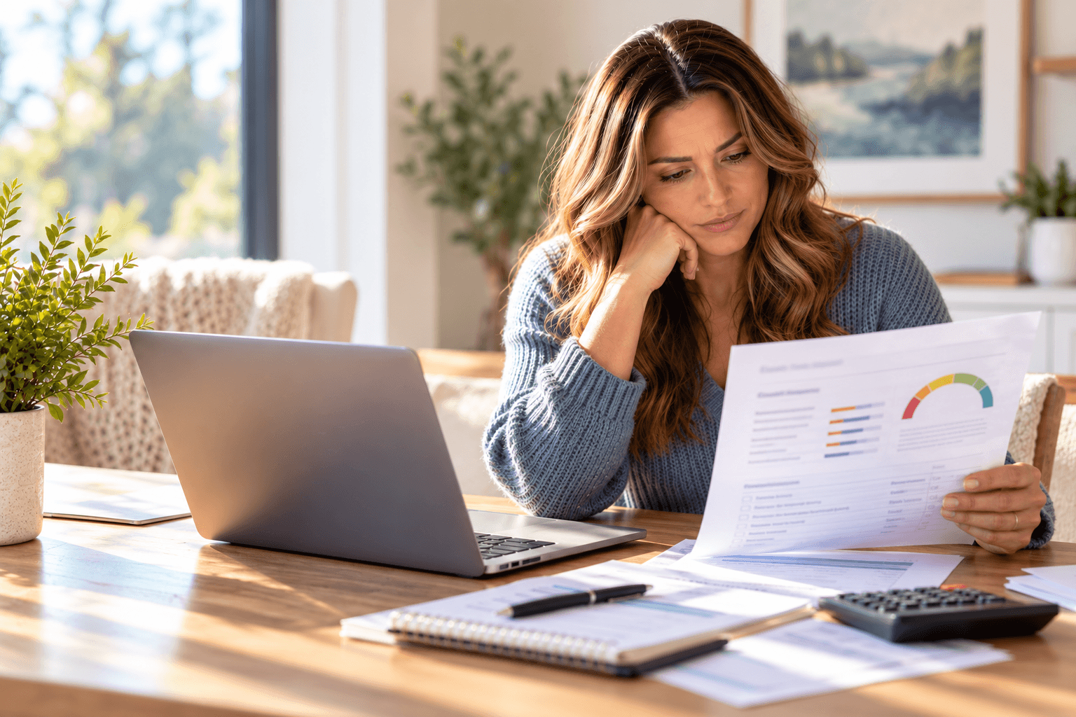 Person reviewing a credit report and planning next steps